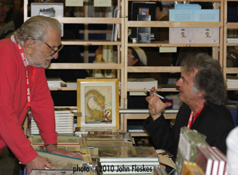 The legendary Joe Kubert stopping by to talk with William Stout.